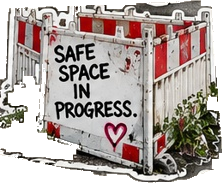 Baustellenschranke: Safe space in progress.